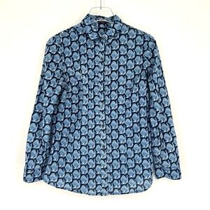 J Mclaughlin Top Womens S Blue Peacock‎ Novelty Long Sleeve Classic Maximalist